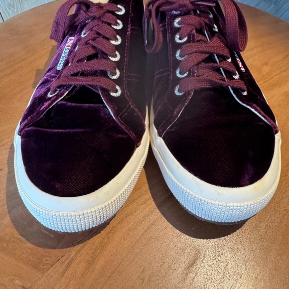 Like New Superga Classic 2750 Velvet Sneakers in Bordeaux/Wine, size 10/41.5 - Picture 3 of 13